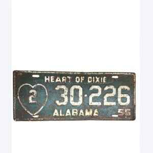 Vintage 1955 Alabama License Plate – Heart of Dixie – Rustic Décor